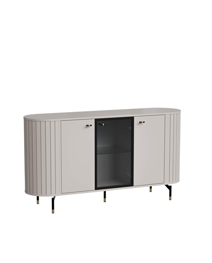 Komoda Zante ZA3, trzydrzwiowa, przeszklona, Cashmere, DOLMAR