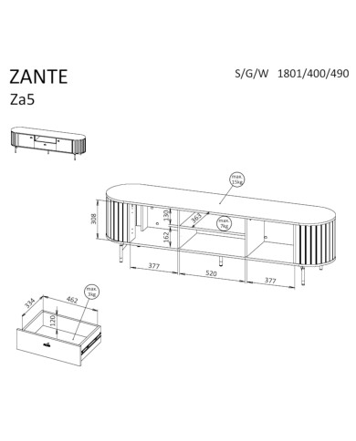 Szafka RTV Zante ZA5, drzwi, szuflada, wnęka regałowa, Cashmere, DOLMAR Szafka RTV Zante ZA5, drzwi, szuflada, wnęka regałowa, Cashmere, DOLMAR