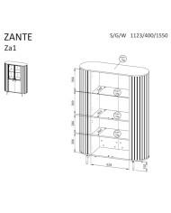 Witryna Zante ZA1, czterodrzwiowa, przeszklona, Cashmere, DOLMAR