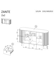 Komoda Zante ZA2, drzwi, szuflady, wnęka regałowa, Czarny mat, DOLMAR