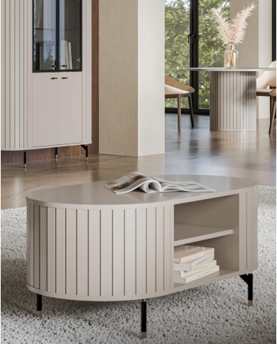 Stolik kawowy Zante ZA6, owalny, z półkami, Cashmere, DOLMAR