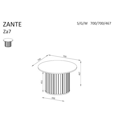 Stolik kawowy Zante ZA7, okrągły, Cashmere, DOLMAR
