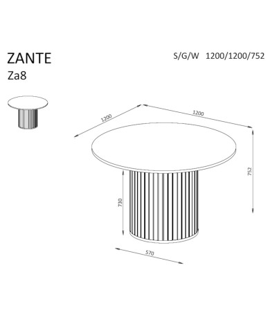 Stół kolumnowy Zante ZA8, okrągły, 120/120/75cm, Cashmere, DOLMAR Stół kolumnowy Zante ZA8, okrągły, 120/120/75cm, Cashmere, DOLMAR