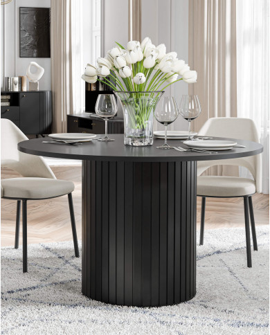 Stół kolumnowy Zante ZA9, okrągły, rozkładany, 120-160/120/75 cm, Czarny mat, DOLMAR Stół kolumnowy Zante ZA9, okrągły, rozkładany, 120-160/120/75 cm, Czarny mat, DOLMAR