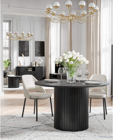 Stół kolumnowy Zante ZA9, okrągły, rozkładany, 120-160/120/75 cm, Czarny mat, DOLMAR Stół kolumnowy Zante ZA9, okrągły, rozkładany, 120-160/120/75 cm, Czarny mat, DOLMAR