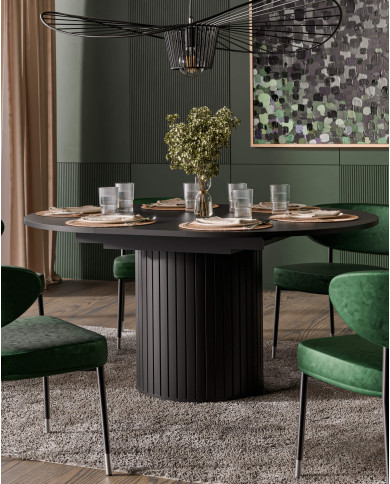 Stół kolumnowy Zante ZA9, okrągły, rozkładany, 120-160/120/75 cm, Czarny mat, DOLMAR Stół kolumnowy Zante ZA9, okrągły, rozkładany, 120-160/120/75 cm, Czarny mat, DOLMAR