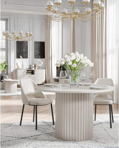 Stół kolumnowy Zante ZA9, okrągły, rozkładany, 120-160/120/75 cm, Cashmere, DOLMAR Stół kolumnowy Zante ZA9, okrągły, rozkładany, 120-160/120/75 cm, Cashmere, DOLMAR