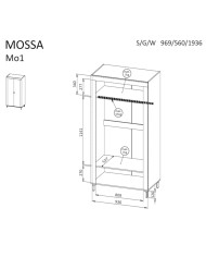 Szafa Mossa MO1, dwudrzwiowa, z drążkiem i półkami, Cashmere, DOLMAR