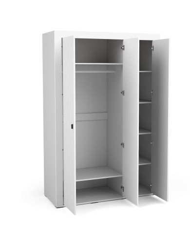 Szafa Mossa MO2, trzydrzwiowa, z drążkiem i półkami, Biały mat, DOLMAR Szafa Mossa MO2, trzydrzwiowa, z drążkiem i półkami, Biały mat, DOLMAR