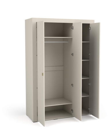 Szafa Mossa MO2, trzydrzwiowa, z drążkiem i półkami, Cashmere, DOLMAR Szafa Mossa MO2, trzydrzwiowa, z drążkiem i półkami, Cashmere, DOLMAR