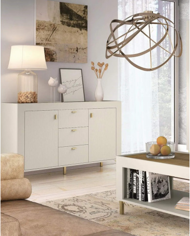 Szafa Mossa MO2, trzydrzwiowa, z drążkiem i półkami, Cashmere, DOLMAR Szafa Mossa MO2, trzydrzwiowa, z drążkiem i półkami, Cashmere, DOLMAR