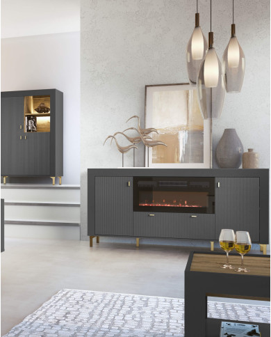 Szafa Mossa MO2, trzydrzwiowa, z drążkiem i półkami, Czarny mat, DOLMAR Szafa Mossa MO2, trzydrzwiowa, z drążkiem i półkami, Czarny mat, DOLMAR