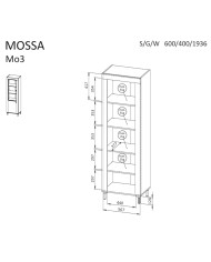 Witryna pojedyncza Mossa MO3, przeszklona, Dąb whisky/ Cashmere, DOLMAR