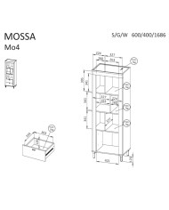 Regał Mossa MO4, szuflady, wnęki regałowe, Dąb whisky/ Cashmere, DOLMAR