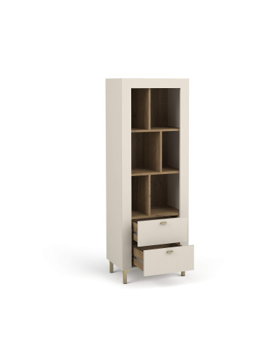 Regał Mossa MO4, szuflady, wnęki regałowe, Dąb whisky/ Cashmere, DOLMAR Regał Mossa MO4, szuflady, wnęki regałowe, Dąb whisky/ Cashmere, DOLMAR