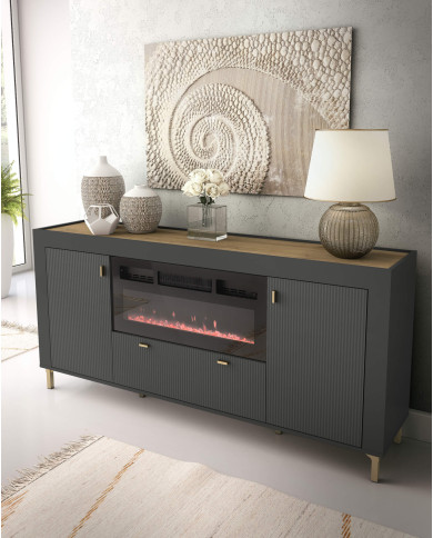 Regał Mossa MO4, szuflady, wnęki regałowe, Dąb whisky/ Czarny mat, DOLMAR Regał Mossa MO4, szuflady, wnęki regałowe, Dąb whisky/ Czarny mat, DOLMAR