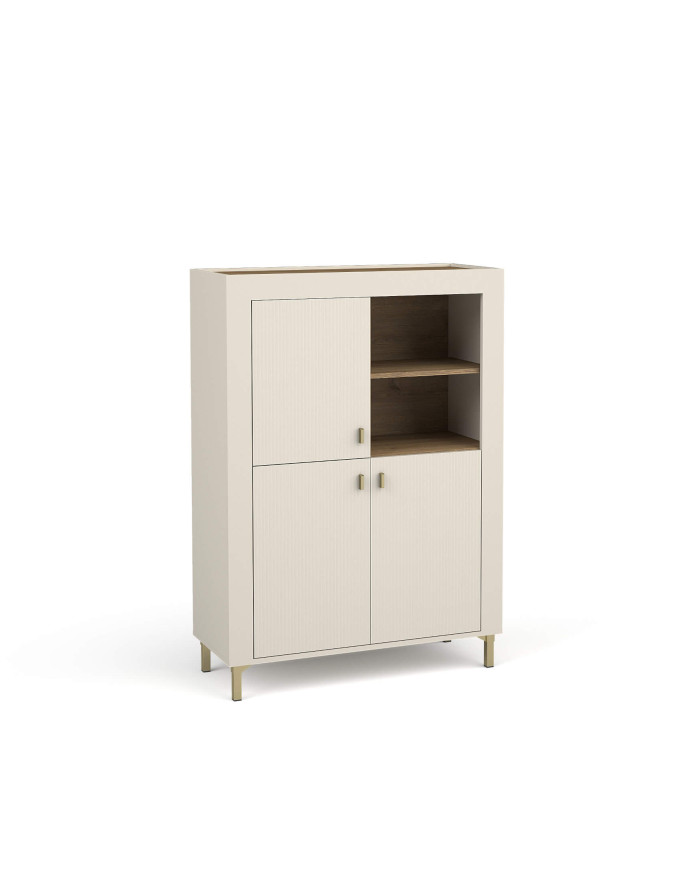 Komoda wysoka Mossa MO5, trzydrzwiowa, wnęka regałowa, Dąb whisky/ Cashmere, DOLMAR