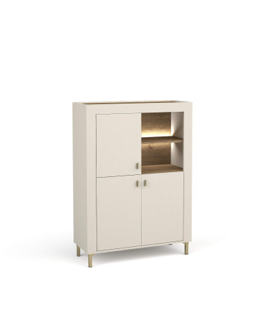 Komoda wysoka Mossa MO5, trzydrzwiowa, wnęka regałowa, Dąb whisky/ Cashmere, DOLMAR Komoda wysoka Mossa MO5, trzydrzwiowa, wnęka regałowa, Dąb whisky/ Cashmere, DOLMAR