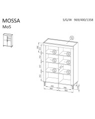 Komoda wysoka Mossa MO5, trzydrzwiowa, wnęka regałowa, Dąb whisky/ Czarny mat, DOLMAR