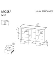 Komoda Mossa MO6, drzwi, szuflady, Dąb whisky/ Biały mat, DOLMAR