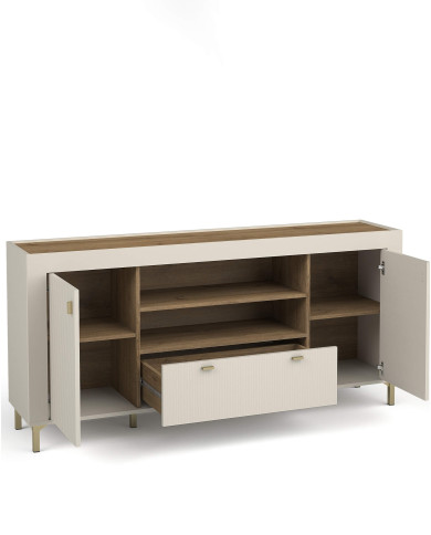 Komoda Mossa MO7, drzwi, szuflada, wnęka regałowa, Dąb whisky/ Cashmere, DOLMAR Komoda Mossa MO7, drzwi, szuflada, wnęka regałowa, Dąb whisky/ Cashmere, DOLMAR