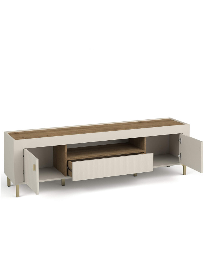 Szafka RTV Mossa MO8, drzwi, szuflada, wnęka regałowa, Dąb whisky/ Cashmere, DOLMAR
