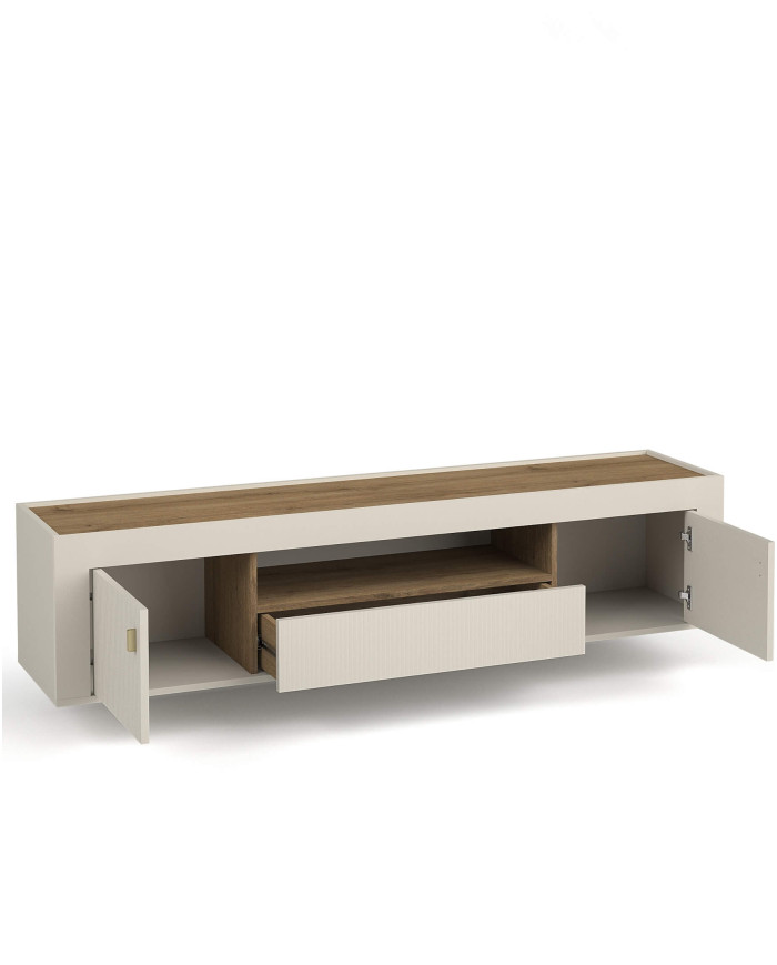 Szafka RTV Mossa MO8, drzwi, szuflada, wnęka regałowa, Dąb whisky/ Cashmere, DOLMAR