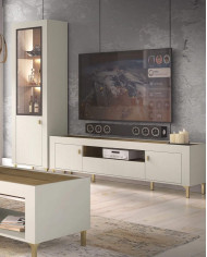 Szafka RTV Mossa MO8, drzwi, szuflada, wnęka regałowa, Dąb whisky/ Cashmere, DOLMAR