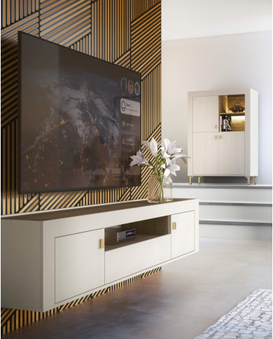 Szafka RTV Mossa MO8, drzwi, szuflada, wnęka regałowa, Dąb whisky/ Cashmere, DOLMAR Szafka RTV Mossa MO8, drzwi, szuflada, wnęka regałowa, Dąb whisky/ Cashmere, DOLMAR