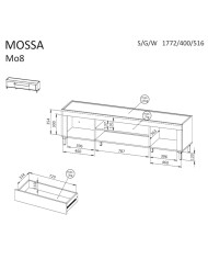 Szafka RTV Mossa MO8, drzwi, szuflada, wnęka regałowa, Dąb whisky/ Czarny mat, DOLMAR