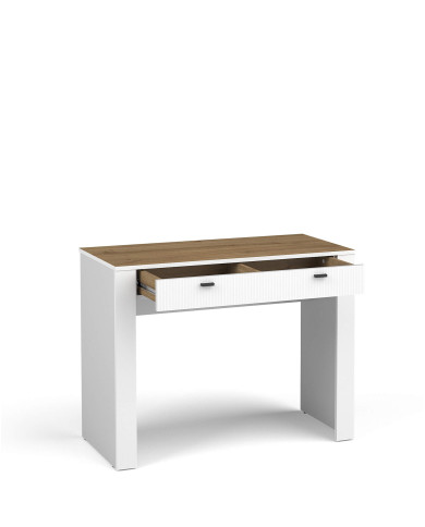 Konsola, toaletka Mossa MO10, szuflady, Dąb Whisky/ Biały mat, DOLMAR Konsola, toaletka Mossa MO10, szuflady, Dąb Whisky/ Biały mat, DOLMAR