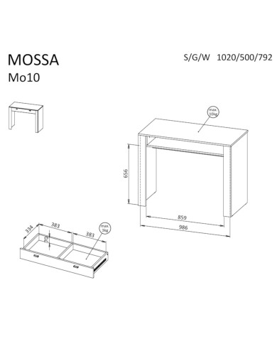 Konsola, toaletka Mossa MO10, szuflady, Dąb Whisky/ Cashmere, DOLMAR Konsola, toaletka Mossa MO10, szuflady, Dąb Whisky/ Cashmere, DOLMAR