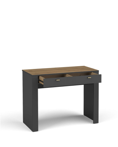 Konsola, toaletka Mossa MO10, szuflady, Dąb Whisky/ Czarny Mat, DOLMAR Konsola, toaletka Mossa MO10, szuflady, Dąb Whisky/ Czarny Mat, DOLMAR