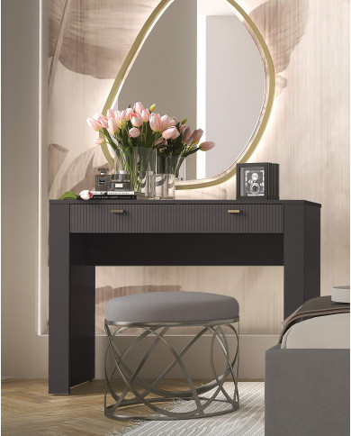 Konsola, toaletka Mossa MO10, szuflady, Dąb Whisky/ Czarny Mat, DOLMAR Konsola, toaletka Mossa MO10, szuflady, Dąb Whisky/ Czarny Mat, DOLMAR