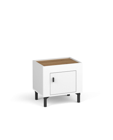 Szafka nocna Mossa MO11, drzwiczki, Dąb whisky/ Biały mat, DOLMAR