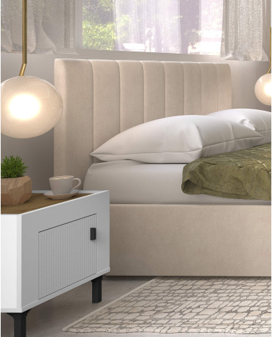 Szafka nocna Mossa MO11, drzwiczki, Dąb whisky/ Biały mat, DOLMAR