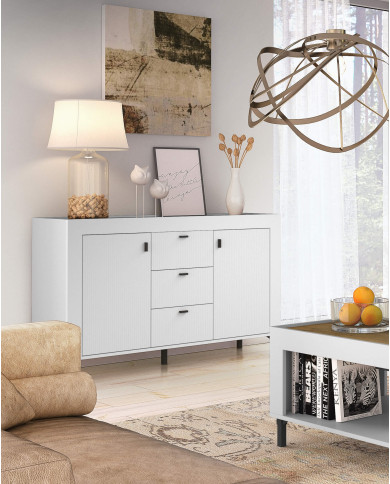 Szafka nocna Mossa MO11, drzwiczki, Dąb whisky/ Biały mat, DOLMAR