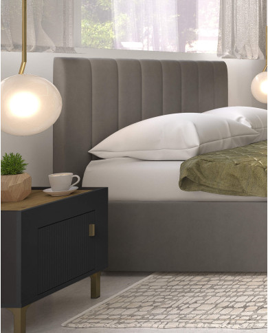 Szafka nocna Mossa MO11, drzwiczki, Dąb whisky/ Czarny mat, DOLMAR