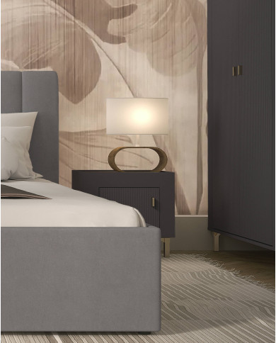 Szafka nocna Mossa MO11, drzwiczki, Dąb whisky/ Czarny mat, DOLMAR