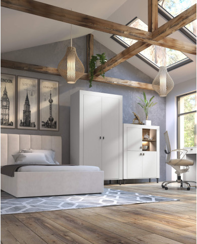 Łóżka Mossa MO12, stelaż z podnośnikami, pojemnik, 140x200 cm, tkanina Cloud 3, DOLMAR