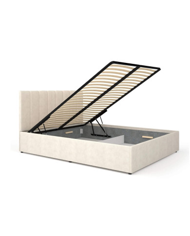 Łóżka Mossa MO12, stelaż z podnośnikami, pojemnik, 140x200 cm, tkanina Cloud 3, DOLMAR