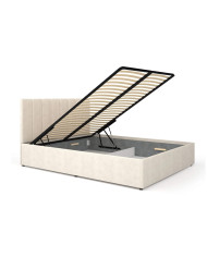 Łóżka Mossa MO12, stelaż z podnośnikami, pojemnik, 140x200 cm, tkanina Cloud 3, DOLMAR