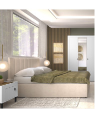 Łóżka Mossa MO12, stelaż z podnośnikami, pojemnik, 140x200 cm, tkanina Cloud 3, DOLMAR