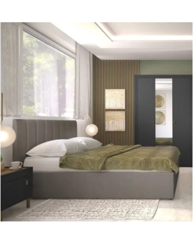 Łóżka Mossa MO12, stelaż z podnośnikami, pojemnik, 140x200 cm, tkanina Cloud 82, DOLMAR