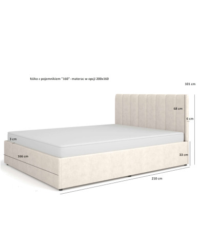 Łóżka Mossa MO12, stelaż z podnośnikami, pojemnik, 160x200 cm, tkanina Cloud 82, DOLMAR