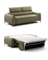 Sofa Monza, włoska funkcja spania, materac, regulowane zagłówki, PUSZMAN