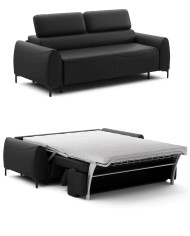 Super Cena! Sofa Monza, włoska funkcja spania, materac, regulowane zagłówki, PUSZMAN