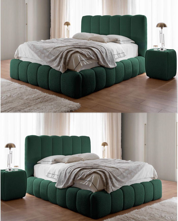 Łóżka tapicerowane Cande 160x200, podnośnik, stelaż, pojemnik, Gruszka Meble