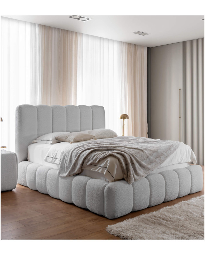 Łóżka tapicerowane Cande 160x200, podnośnik, stelaż, pojemnik, Gruszka Meble