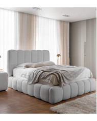 Łóżka tapicerowane Cande 160x200, podnośnik, stelaż, pojemnik, Gruszka Meble